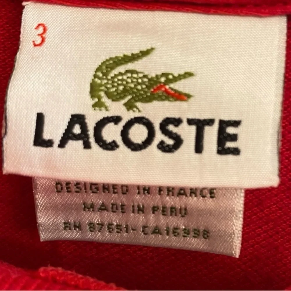 Lacoste 100% Cotton‎ Pique Knit  Red Euro 3 USA X Small Short Sleeve Polo